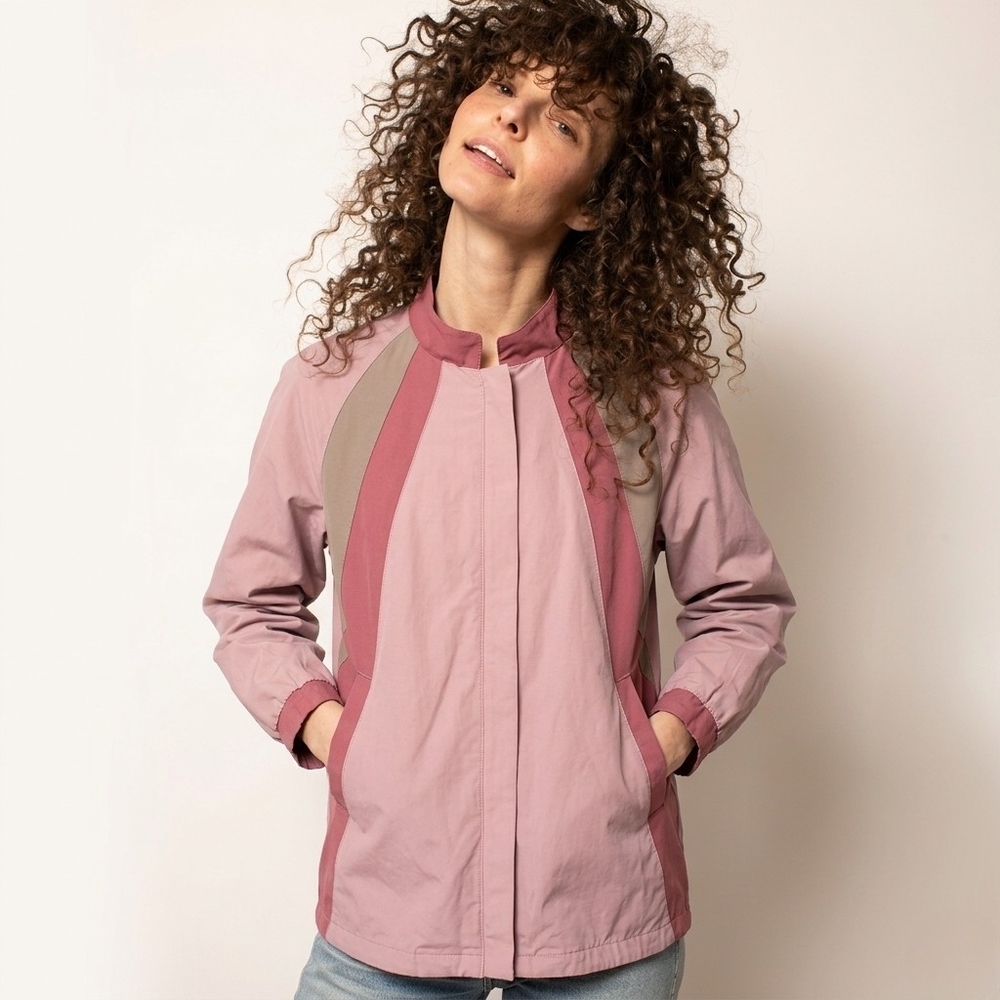 Vintage 80s LONDON FOG Dusty Pink Colourblock Windbreaker Bomber Jacket